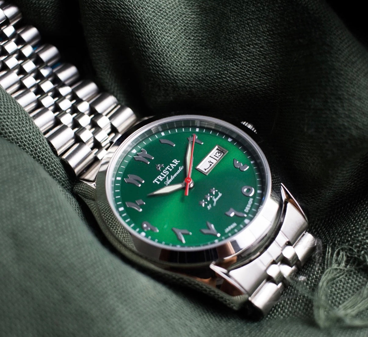 TRISTAR ARABIC DIAL BA33GMSSM03 GREEN AUTOMATIC WATCH