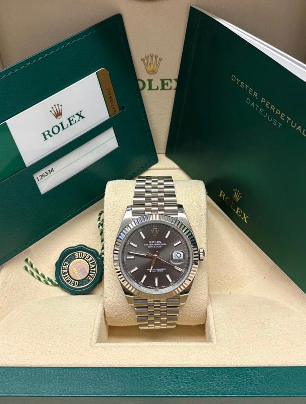 Rolex Datejust 41 Rhodium jubilee Full set